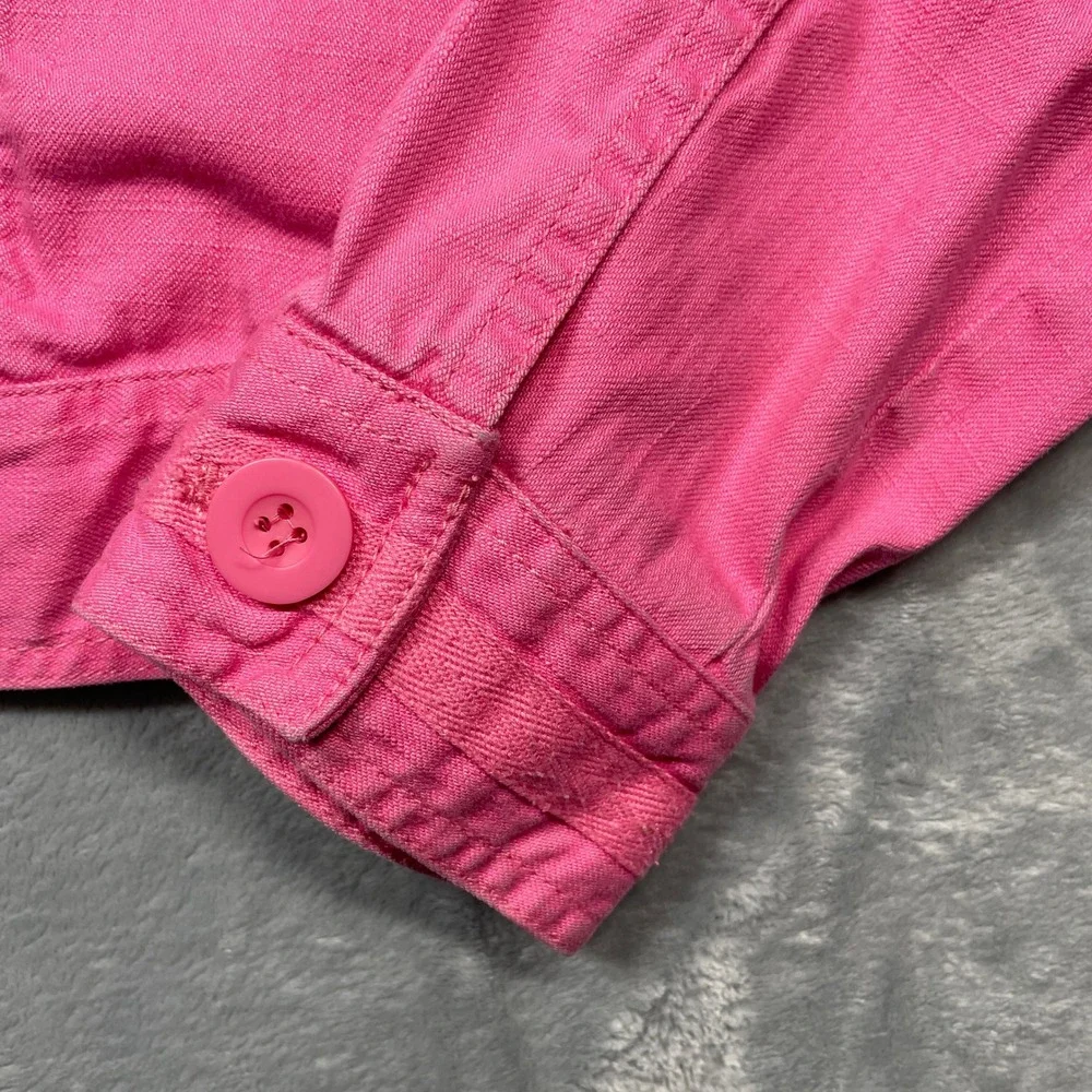 Liz Claiborne Denim Jacket Womens Small Pink Stretch Button Front‎ Trucker Coat